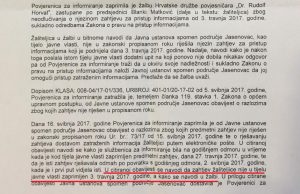 Dio rješenja u kojemu se navodi da JUSP Jasenovac negira da je email od 3.4.2017. zaprimljen